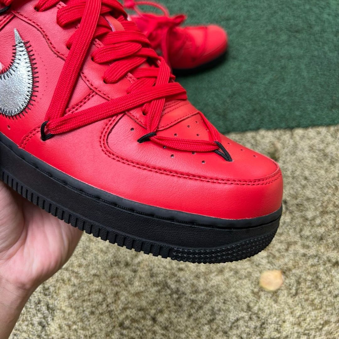 Off-White Nike Air Force 1 Low Red Black Metallic Silver