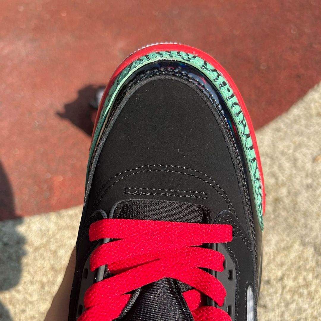 Air Jordan 4 Retro Black Lucid Green University Red