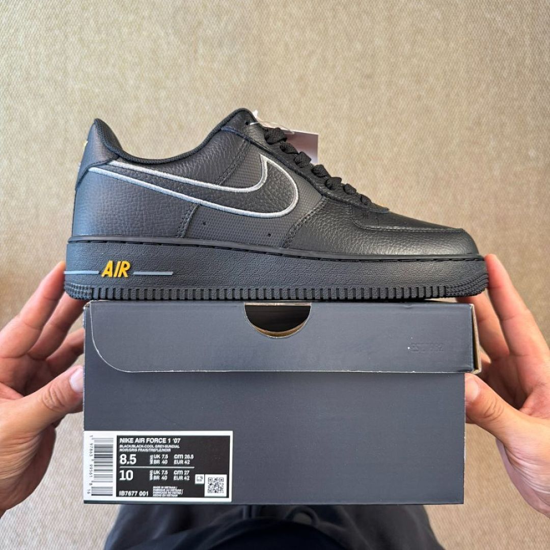 Nike Air Force 1 '07 Black White Yellow Strike DH7561-001