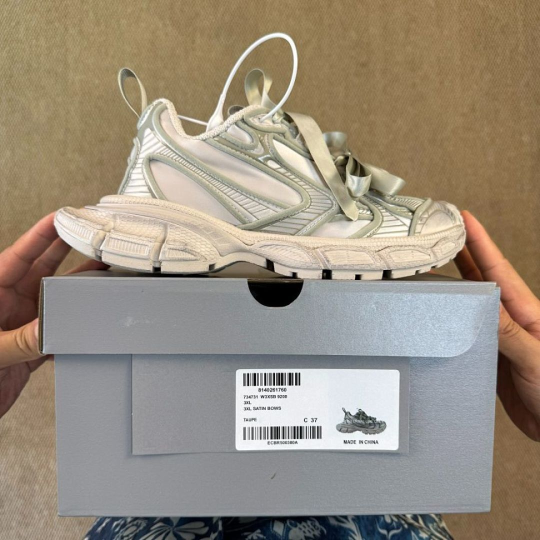 Balenciaga 3XL Trainer Sneakers Grey Green with Ribbon Laces