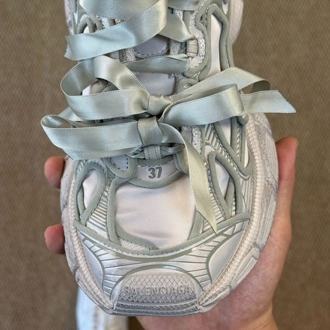 Balenciaga 3XL Trainer Sneakers Grey Green with Ribbon Laces