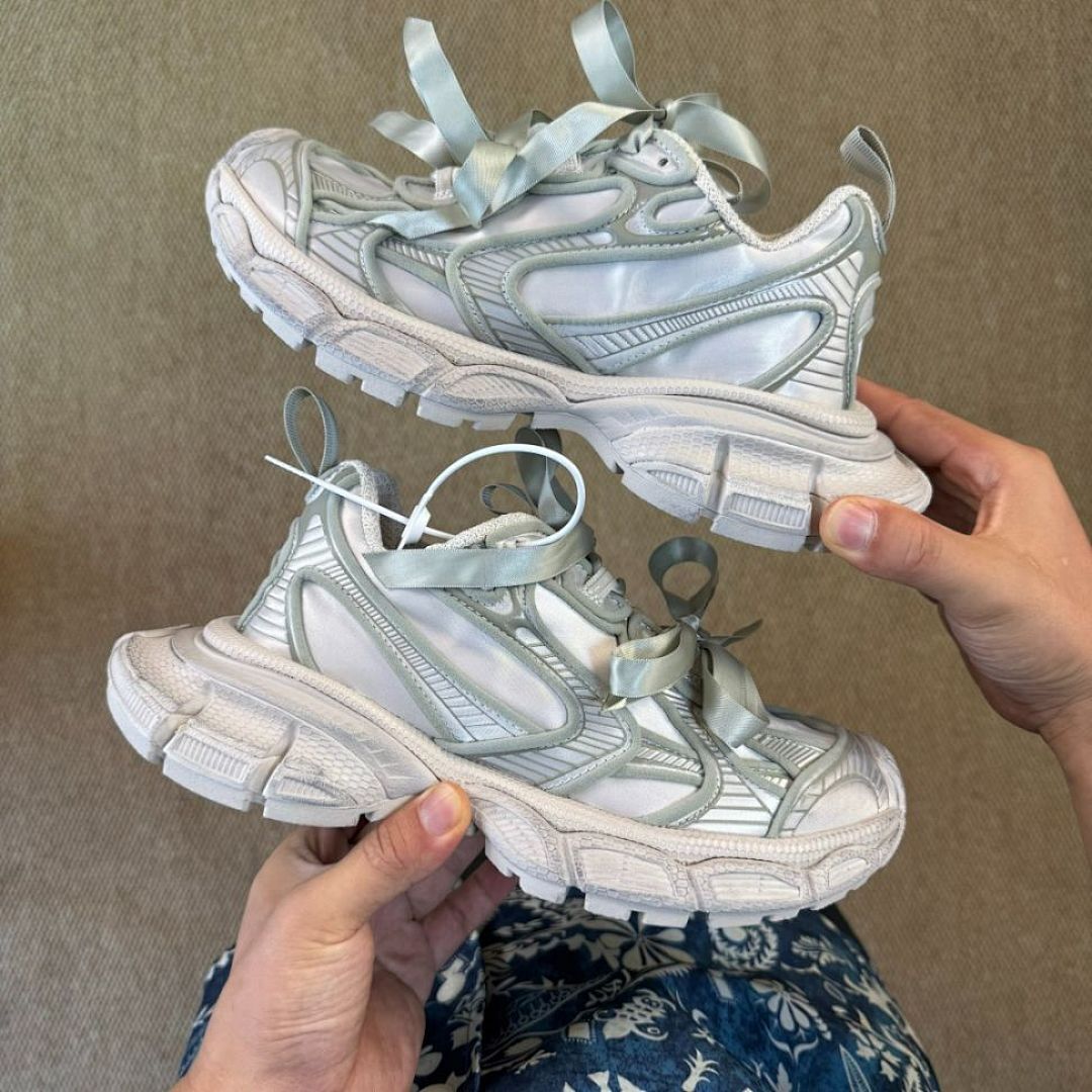 Balenciaga 3XL Trainer Sneakers Grey Green with Ribbon Laces