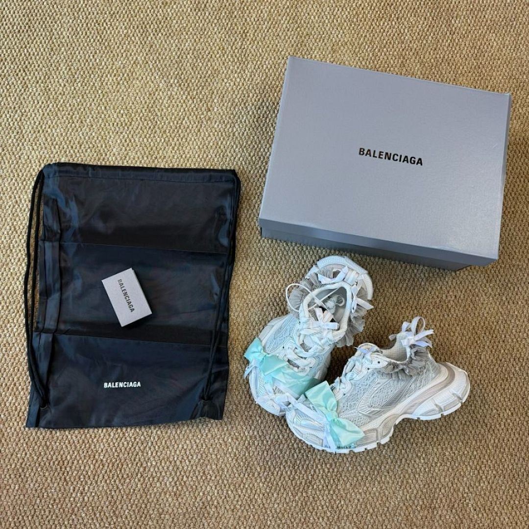 Balenciaga Runner Mesh and Nylon Trainers White Silver