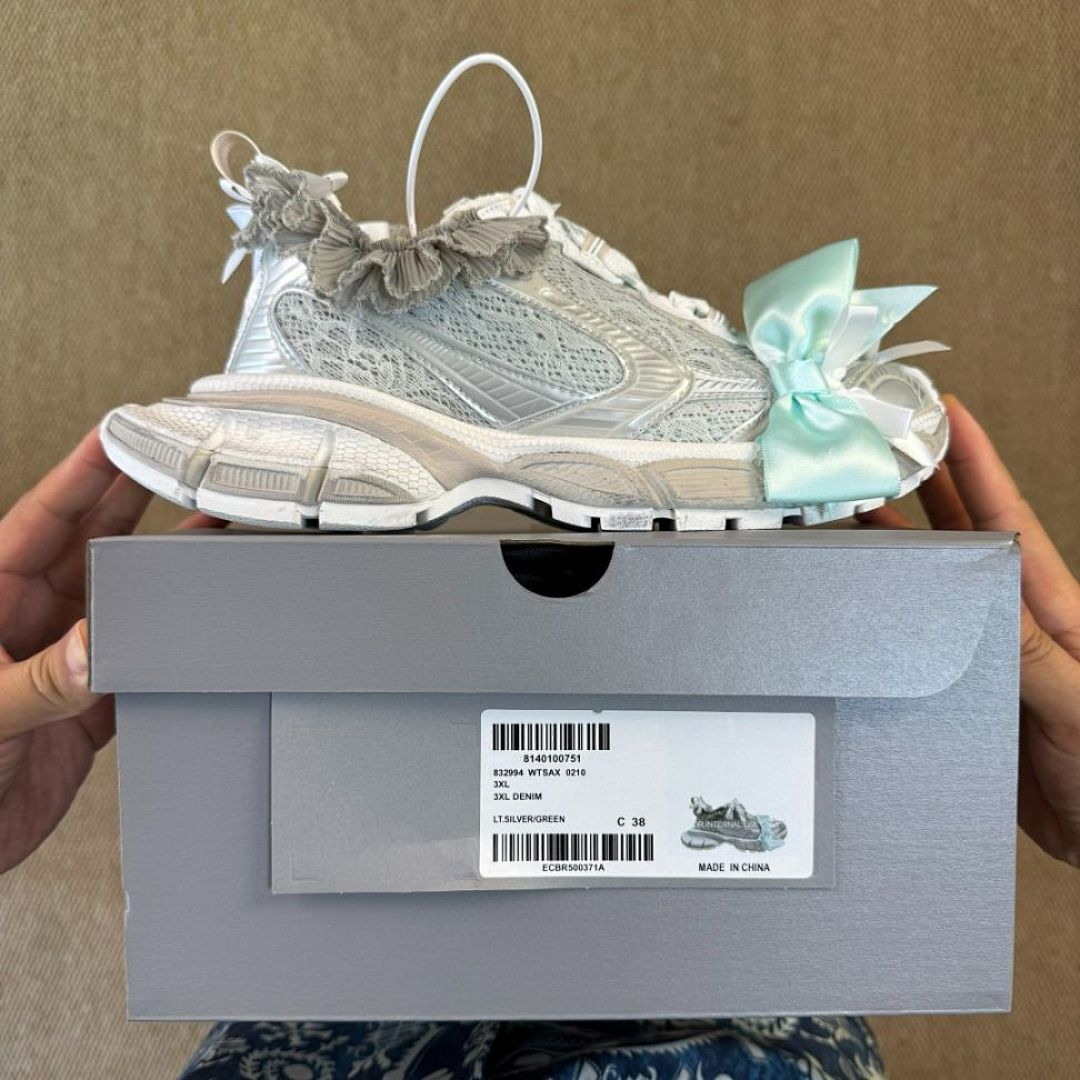 Balenciaga Runner Mesh and Nylon Trainers White Silver