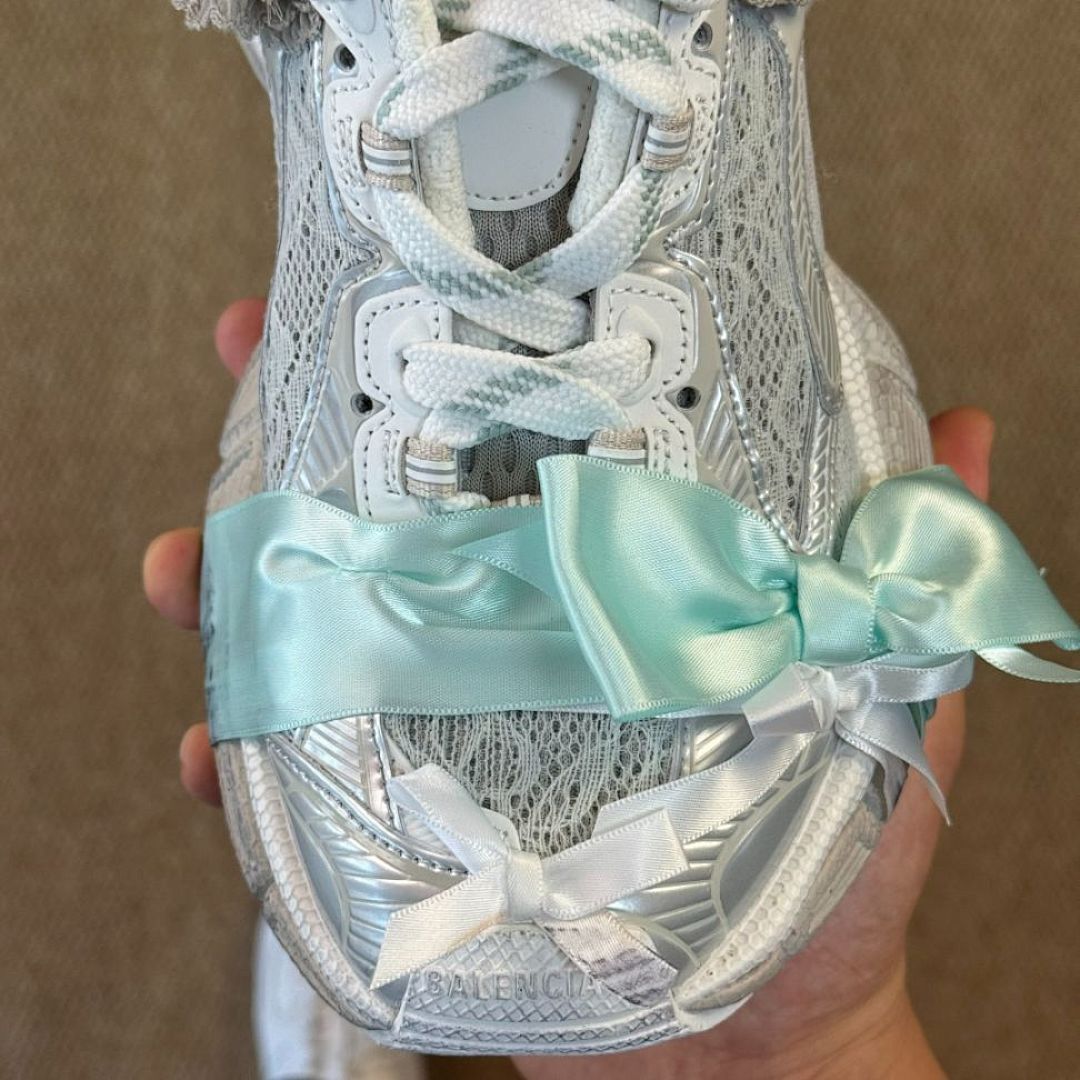Balenciaga Runner Mesh and Nylon Trainers White Silver