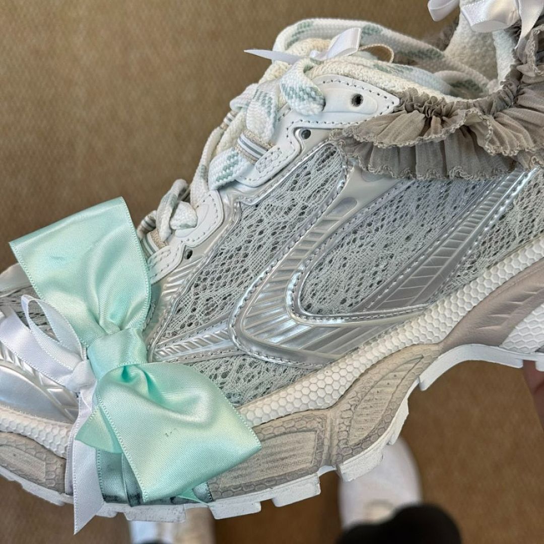 Balenciaga Runner Mesh and Nylon Trainers White Silver