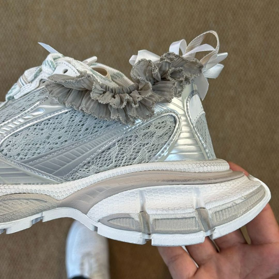 Balenciaga Runner Mesh and Nylon Trainers White Silver