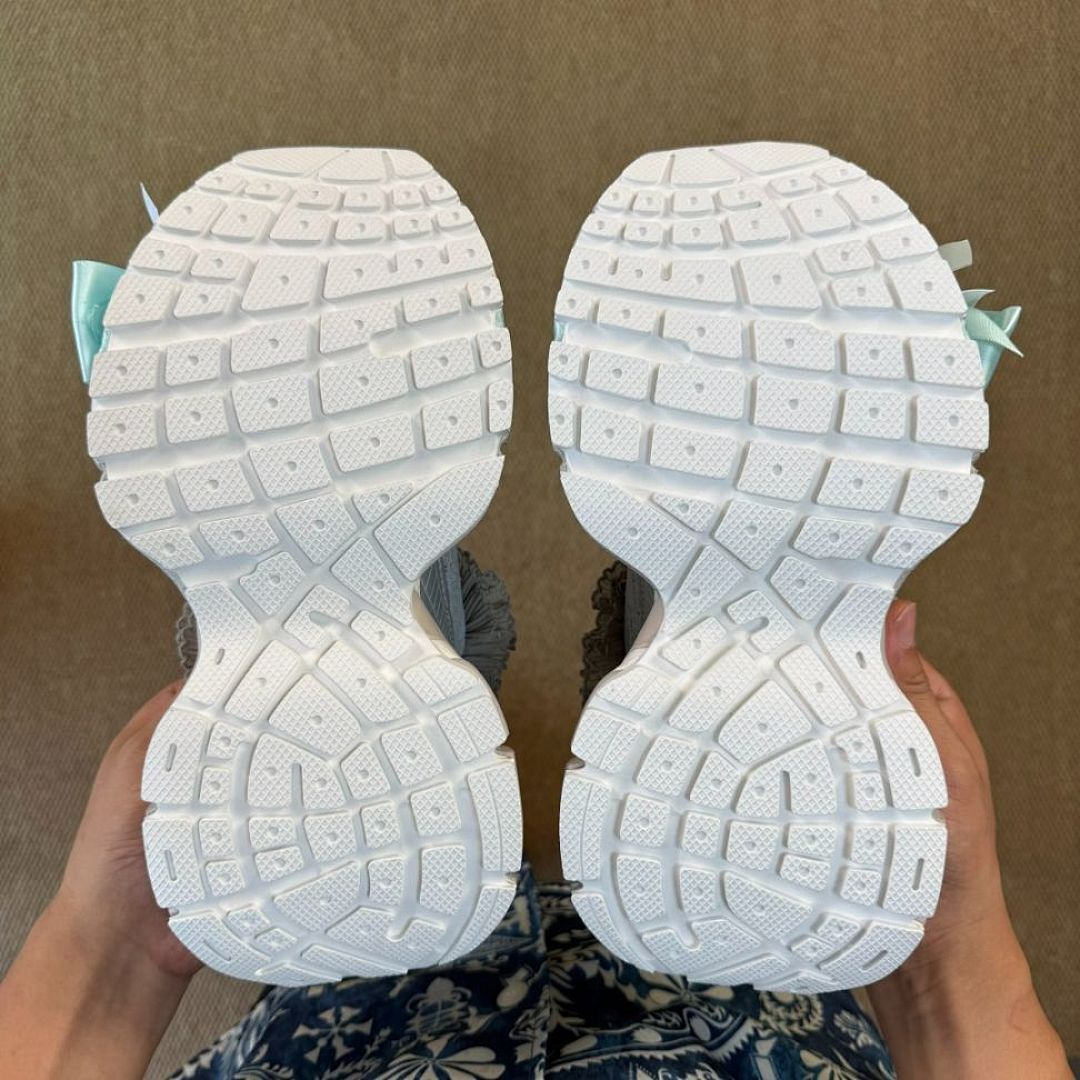 Balenciaga Runner Mesh and Nylon Trainers White Silver