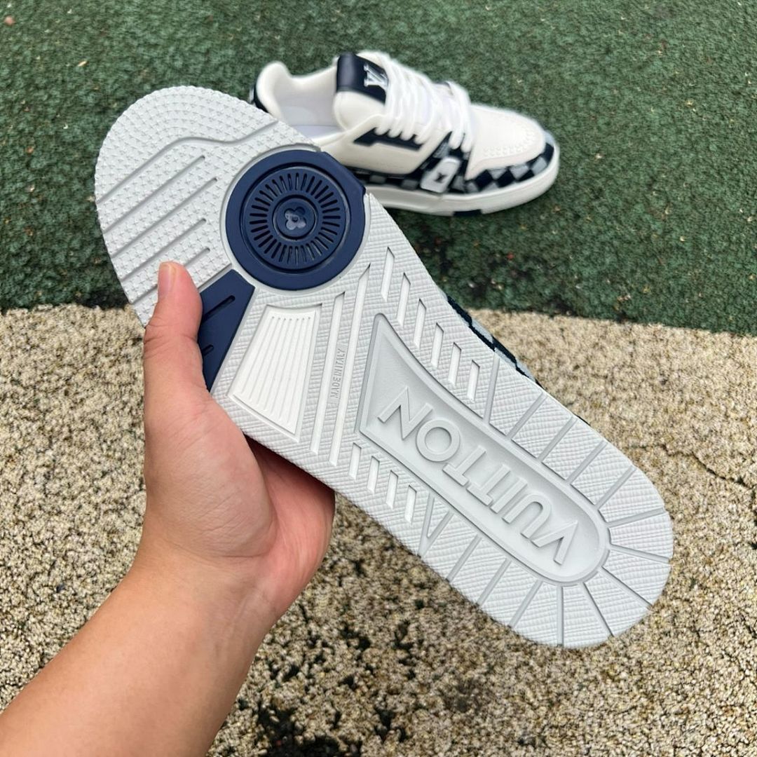 Louis Vuitton LV Trainer Sneaker Damier Monogram Denim Blue White