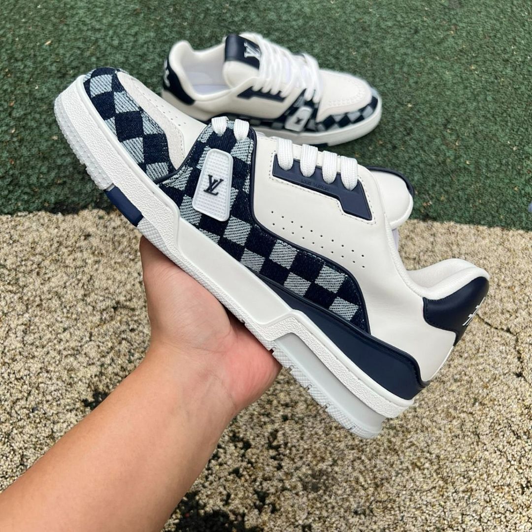 Louis Vuitton LV Trainer Sneaker Damier Monogram Denim Blue White