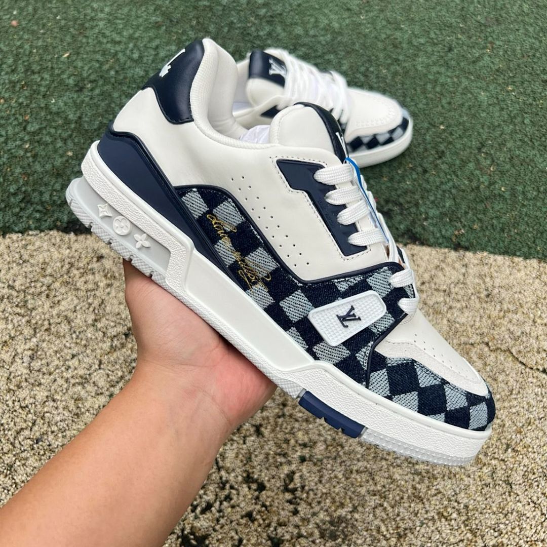 Louis Vuitton LV Trainer Sneaker Damier Monogram Denim Blue White