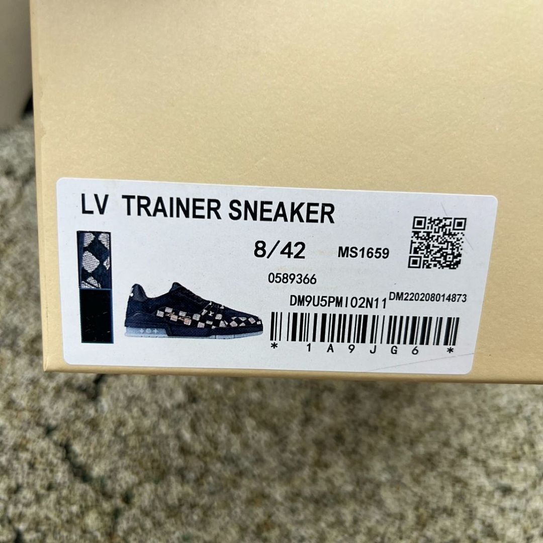 Louis Vuitton LV Trainer Sneaker Damier Denim Bleu with Gold Signature 1A9Z0Y