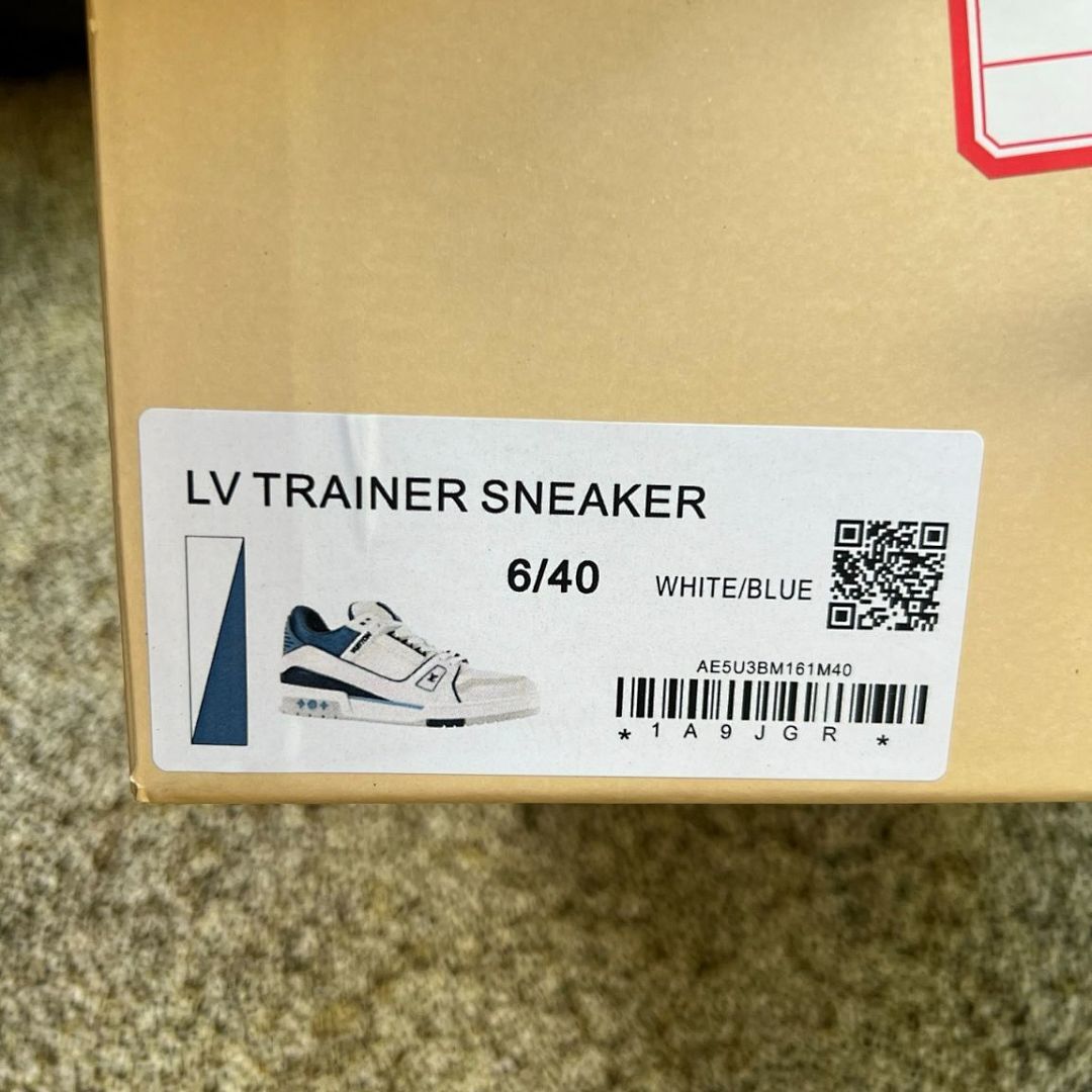 LV Trainer Sneaker Ecru and Blue 1A9ZFN