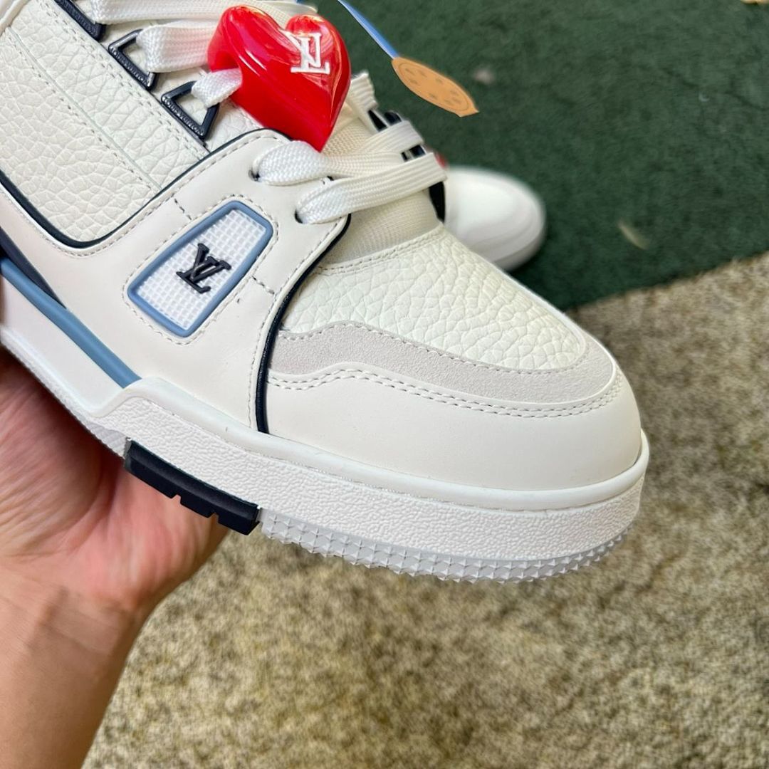 LV Trainer Sneaker Ecru and Blue 1A9ZFN