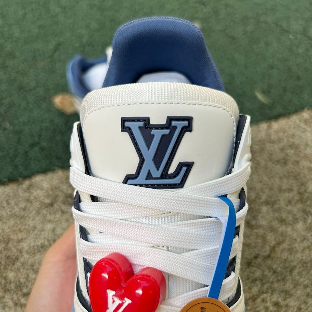 LV Trainer Sneaker Ecru and Blue 1A9ZFN