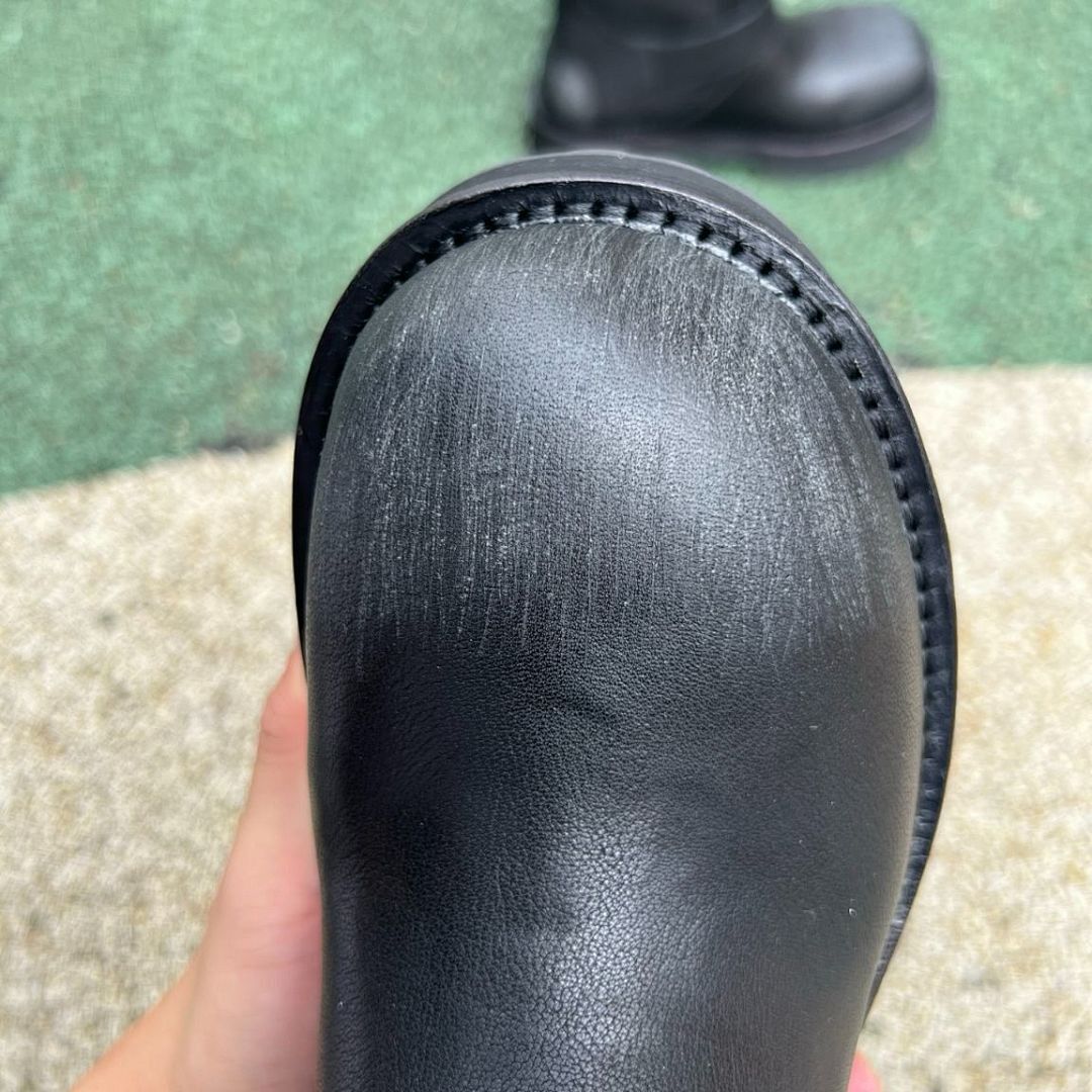 Balenciaga Black Leather Trooper Biker Boots with Embossed 10 AV. GEORGE V Paris Address