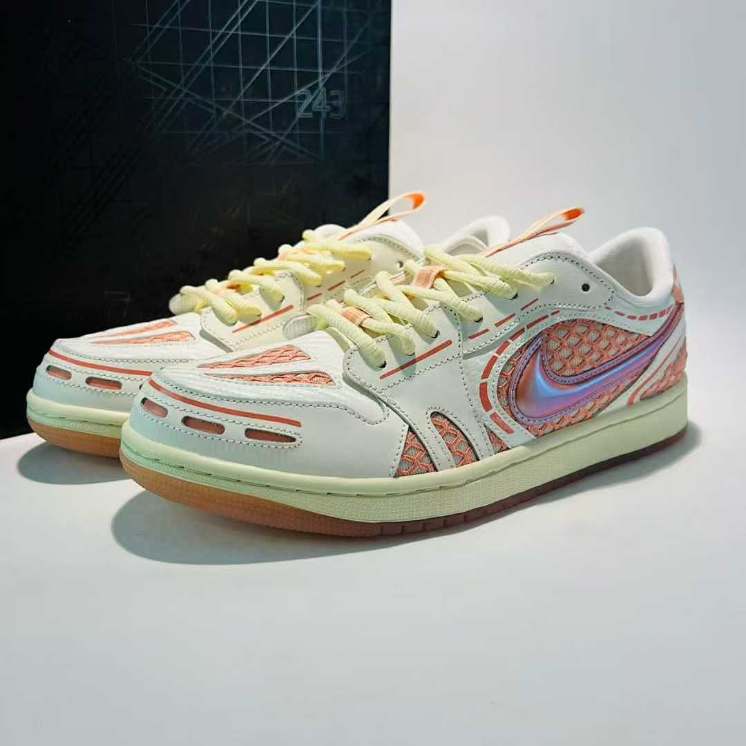 Nike Dunk Low Remastered White Vivid Orange Iridescent Scale Sneakers DX4357-100