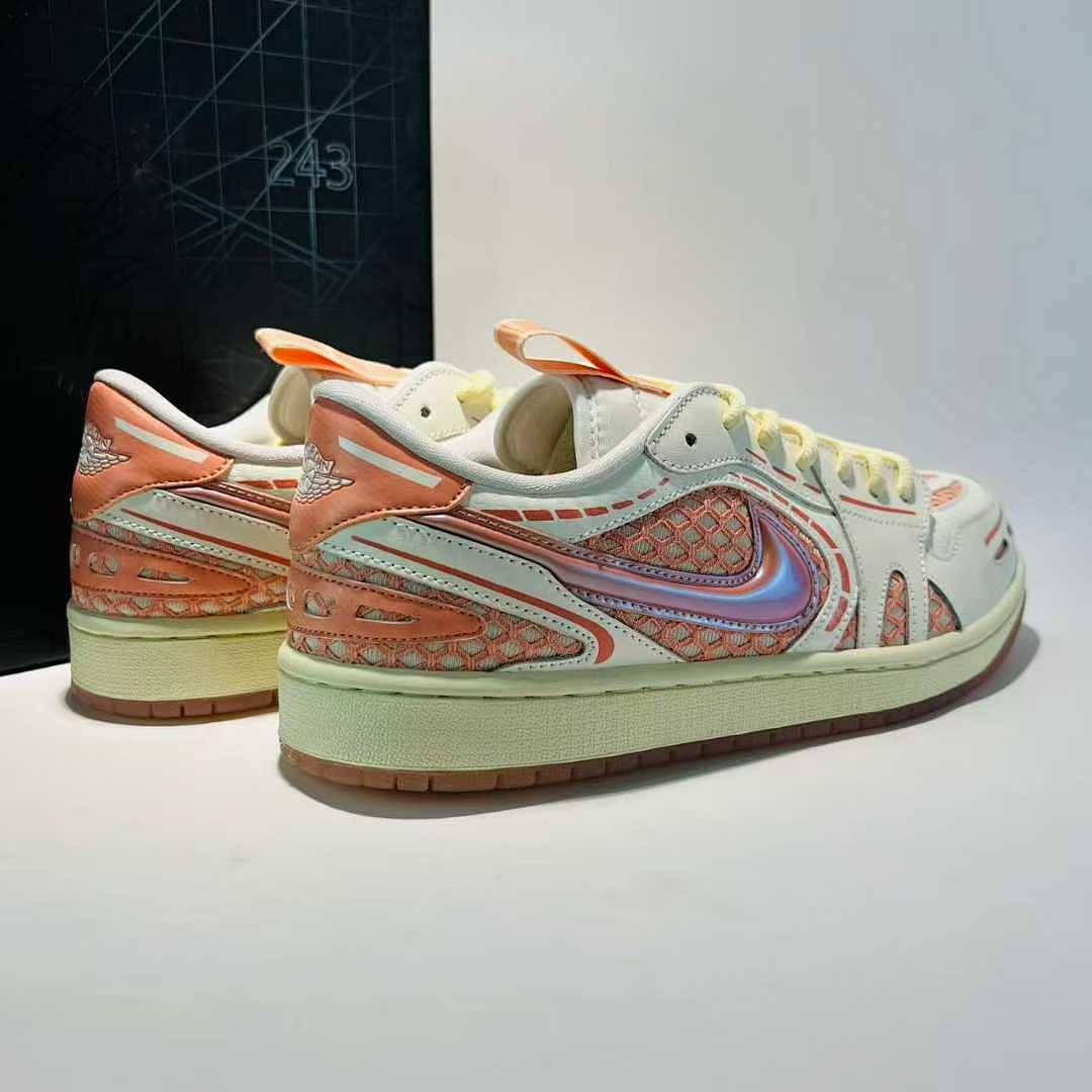 Nike Dunk Low Remastered White Vivid Orange Iridescent Scale Sneakers DX4357-100