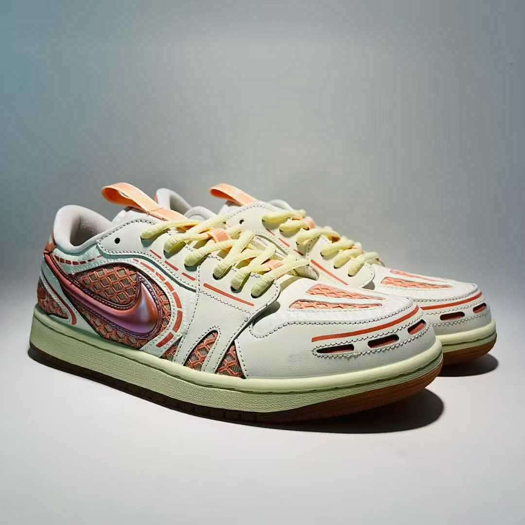 Nike Dunk Low Remastered White Vivid Orange Iridescent Scale Sneakers DX4357-100