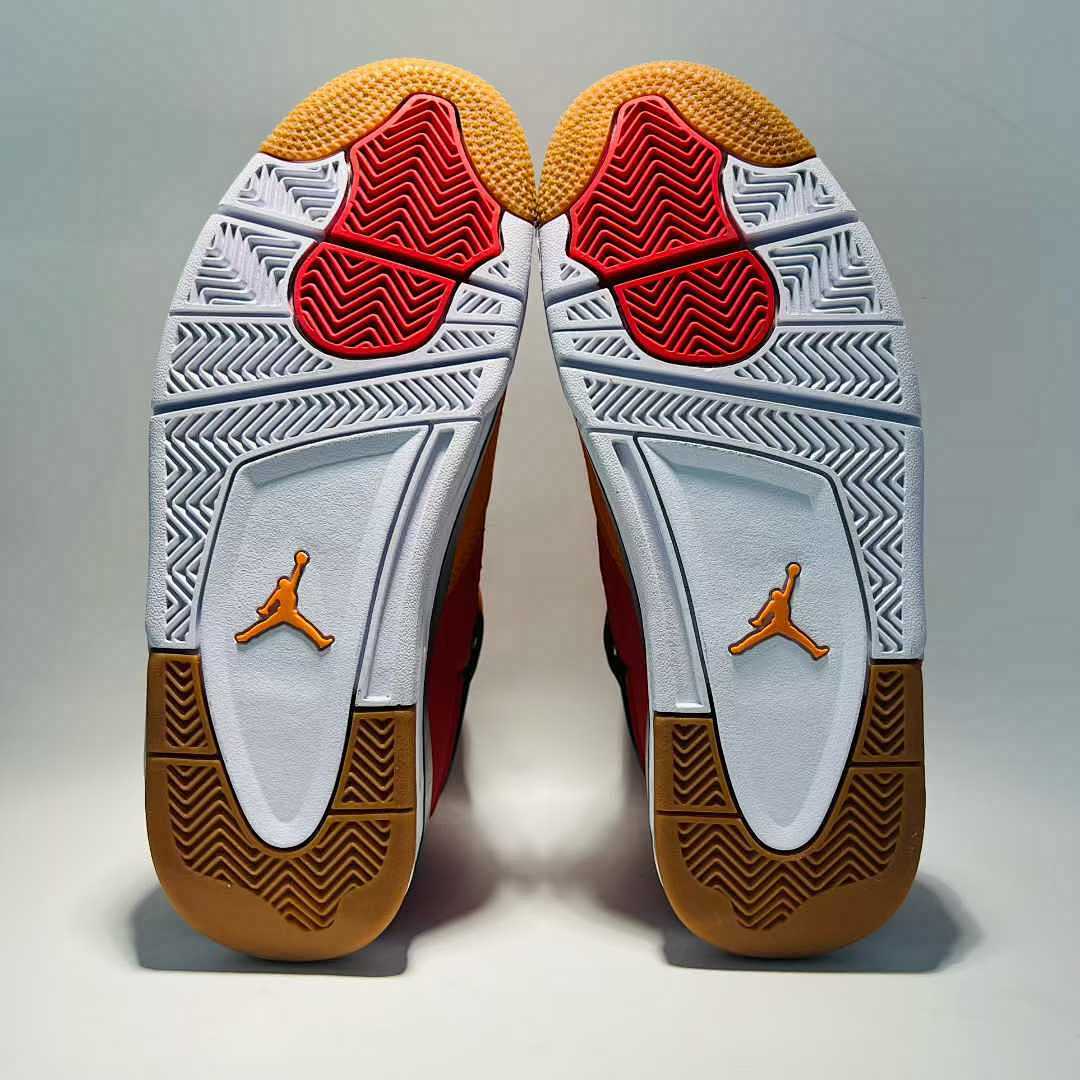 Air Jordan 4 Retro Red Orange Black Gum Sole Sneakers