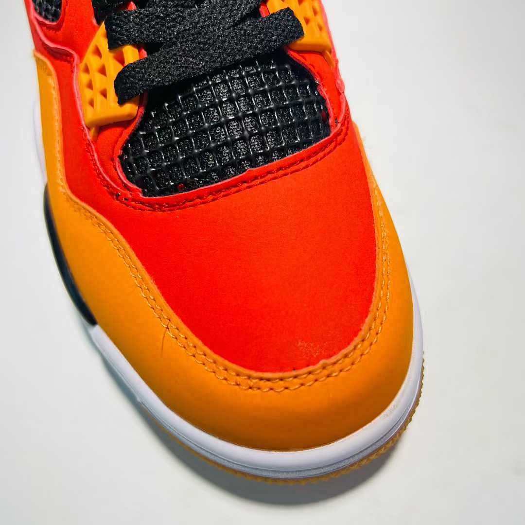 Air Jordan 4 Retro Red Orange Black Gum Sole Sneakers