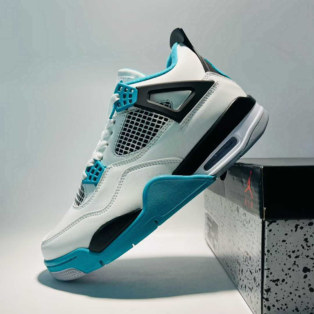 Nike Air Jordan 4 Retro 'Teal' Men's Sneakers 705330-330 White Black Teal Blue Athletic Basketball Shoes