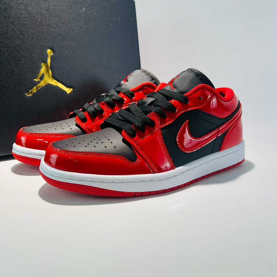 Nike Air Jordan 1 Low SE Patent Leather Bred Gym Red Black White Sneakers DM1705-006