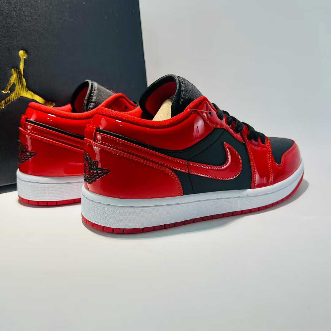Nike Air Jordan 1 Low SE Patent Leather Bred Gym Red Black White Sneakers DM1705-006