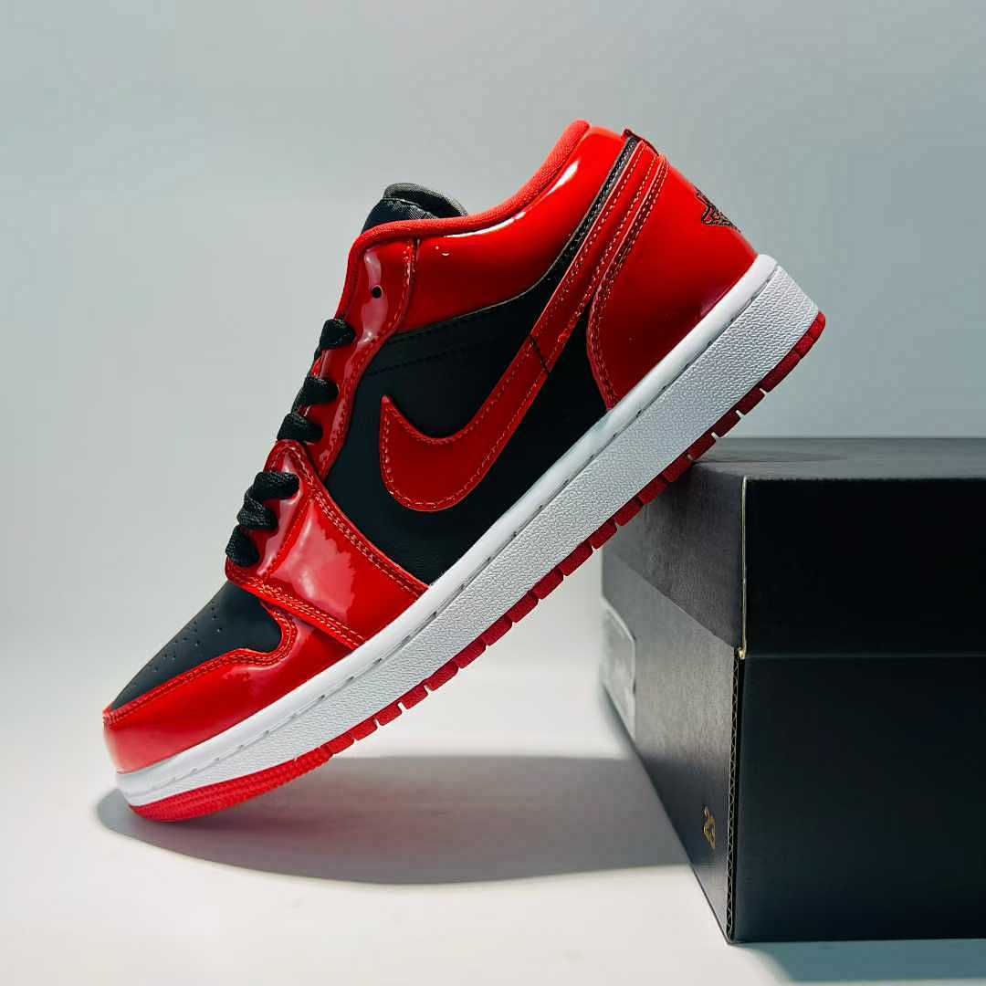 Nike Air Jordan 1 Low SE Patent Leather Bred Gym Red Black White Sneakers DM1705-006