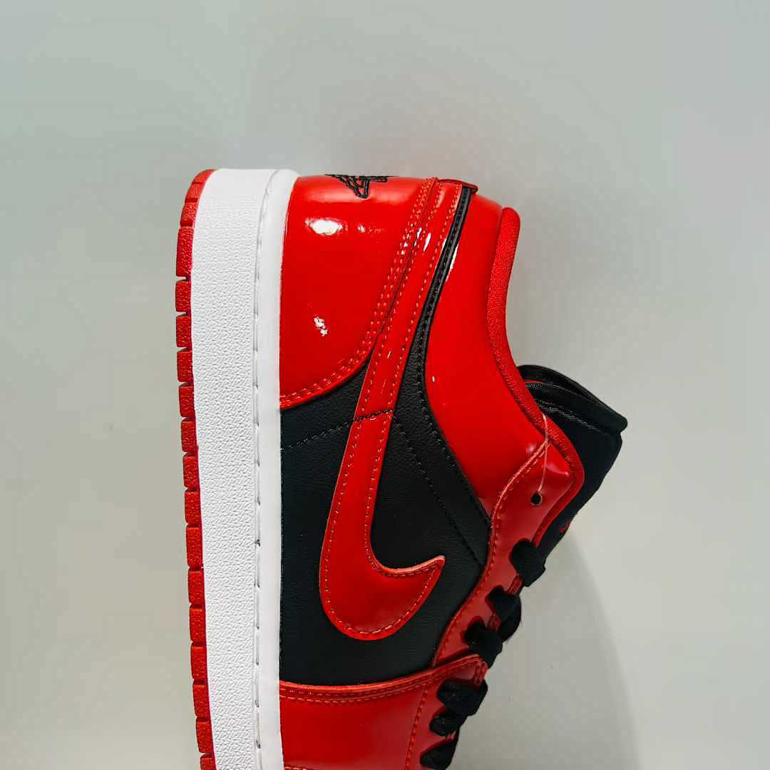 Nike Air Jordan 1 Low SE Patent Leather Bred Gym Red Black White Sneakers DM1705-006
