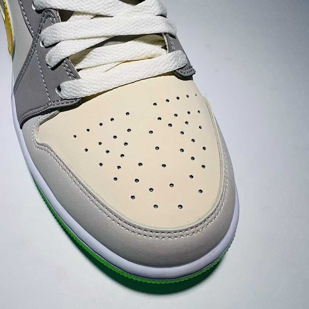 Nike Air Jordan 1 Low Sail Grey Yellow Volt Neon Green