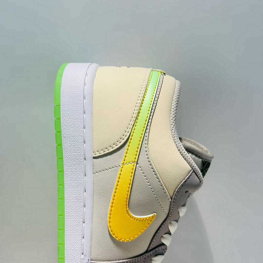 Nike Air Jordan 1 Low Sail Grey Yellow Volt Neon Green