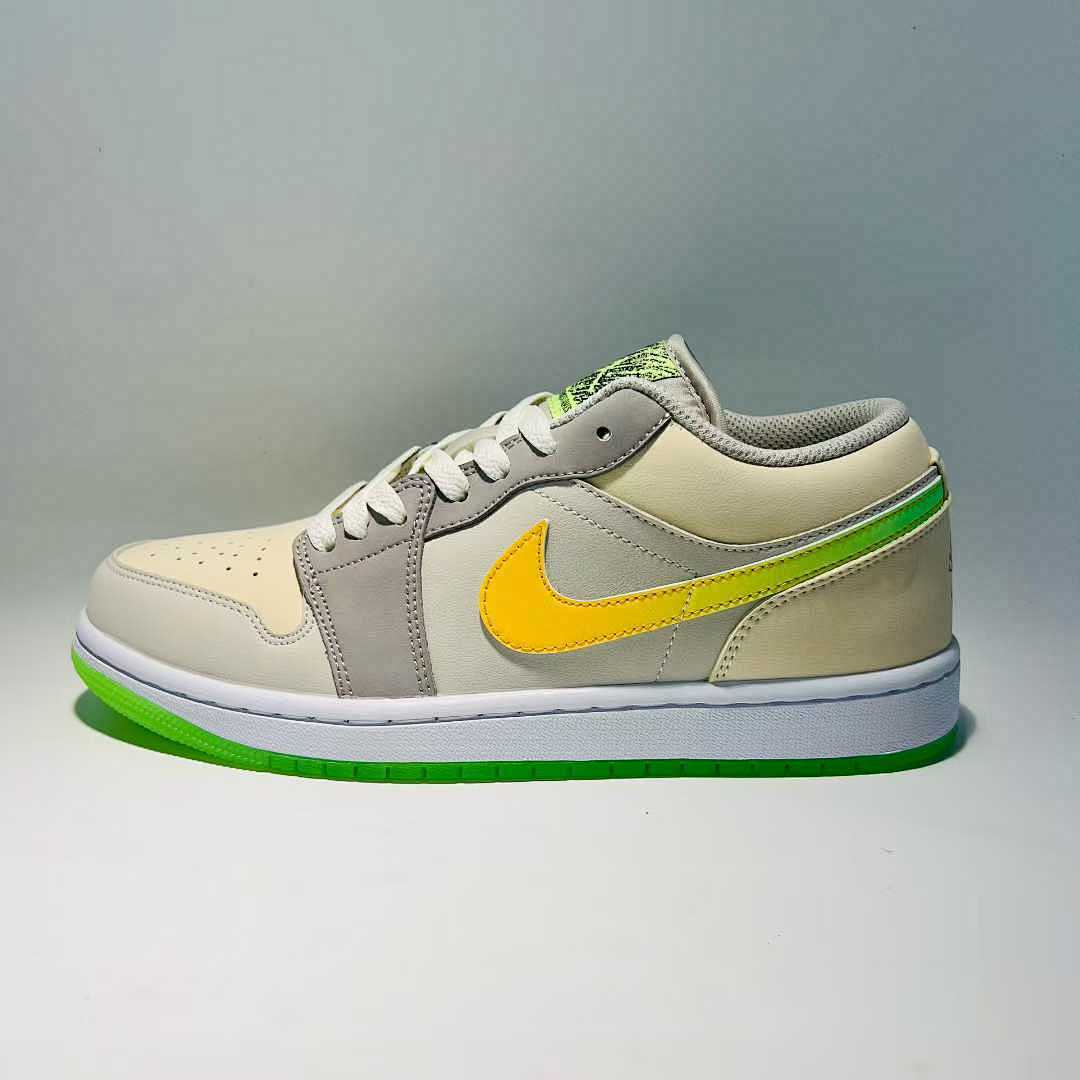 Nike Air Jordan 1 Low Sail Grey Yellow Volt Neon Green