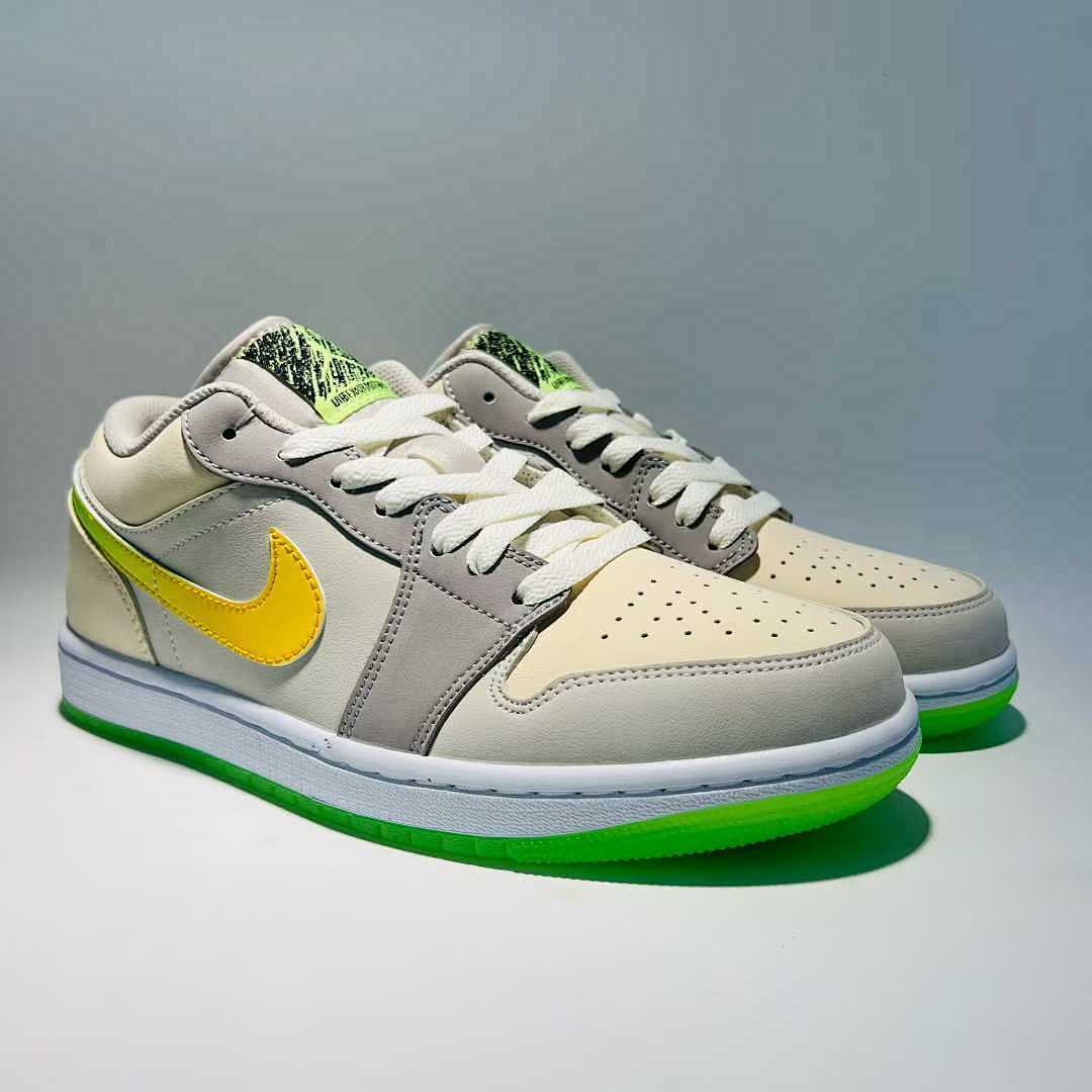 Nike Air Jordan 1 Low Sail Grey Yellow Volt Neon Green