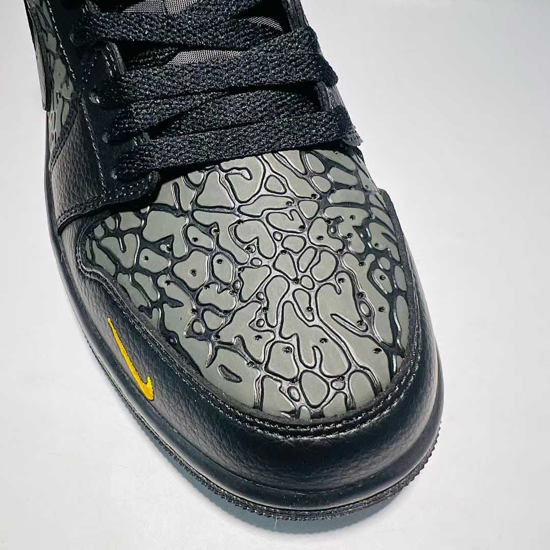Nike Men's Air Jordan 1 Low SE Craft Black Yellow Ochre Textured Sneakers FD8638-007