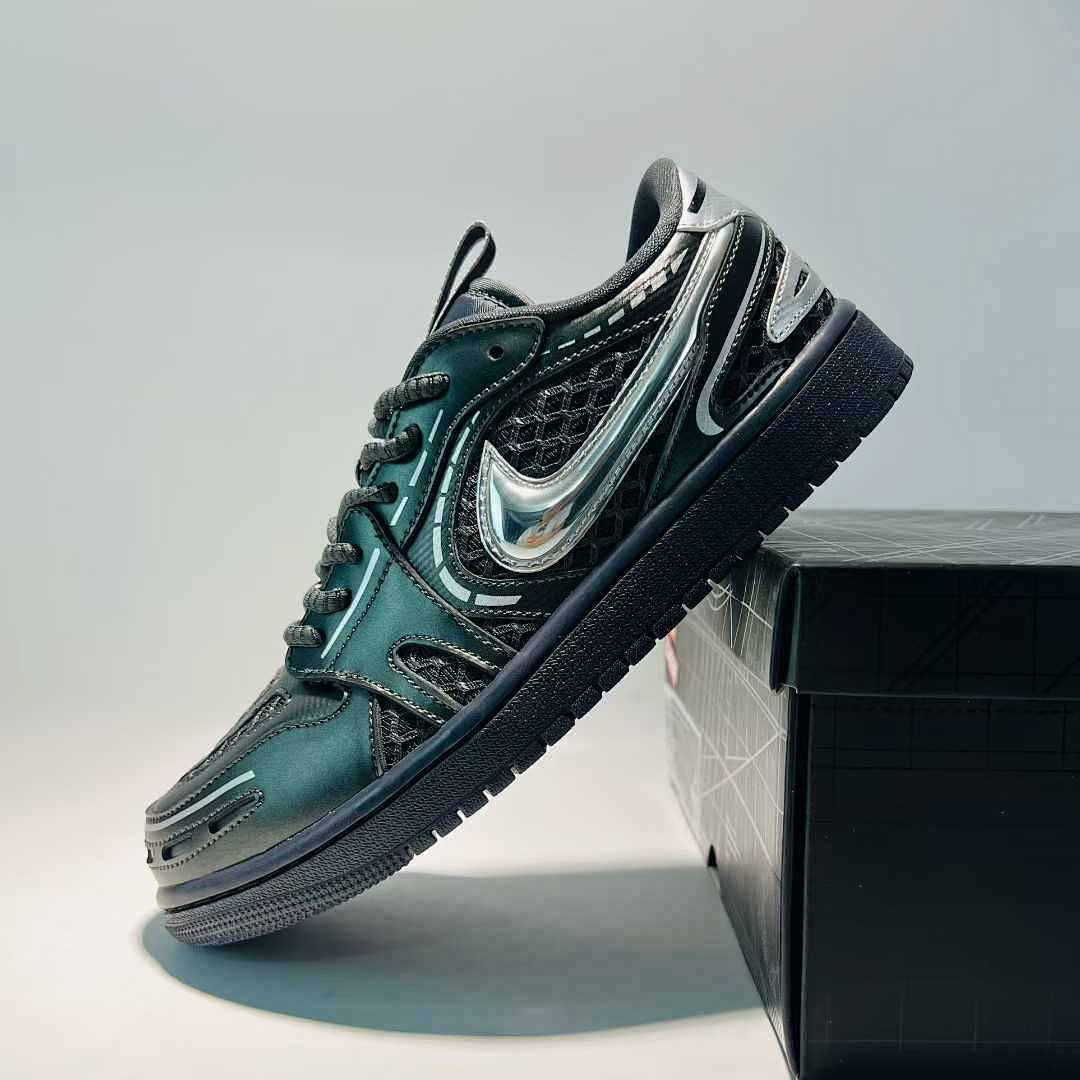 Nike Air Jordan 1 Low SE Craft Black Dark Grey Anthracite Metallic Silver Sneakers FD8790-001 Men's Women's