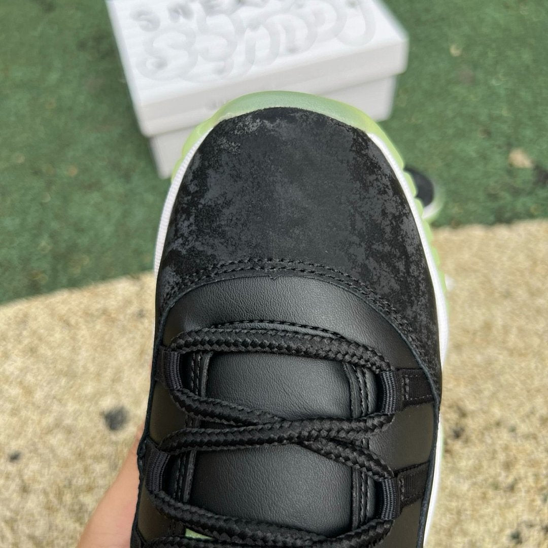 Air Jordan 11 Retro Black Green Glow Cracked Patent