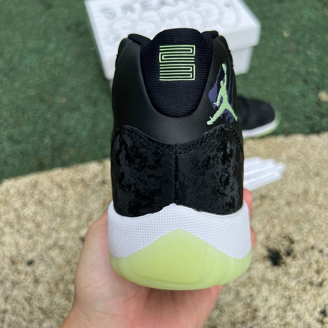 Air Jordan 11 Retro Black Green Glow Cracked Patent