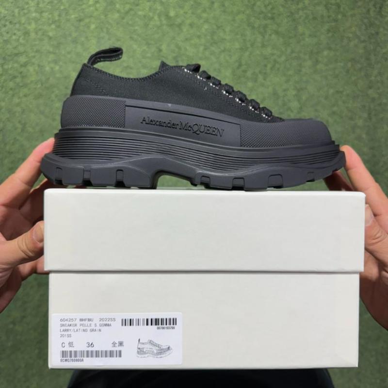 Alexander McQueen Tread Slick Lace-Up Sneaker Black 611705 W4MV2 1000