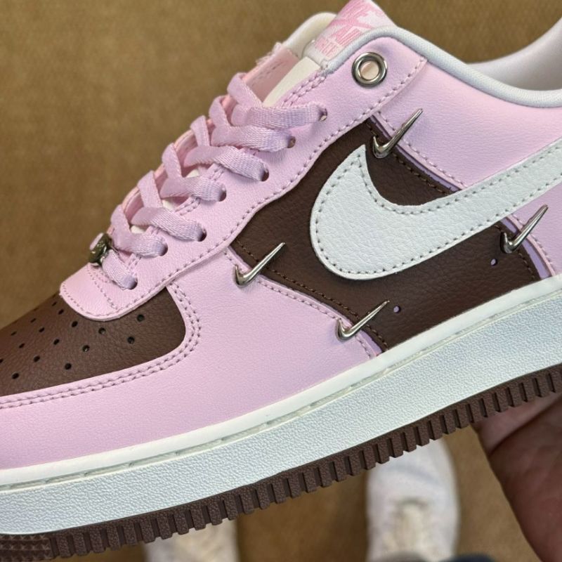 Nike Air Force 1 Low Pink Brown White Spike Studs