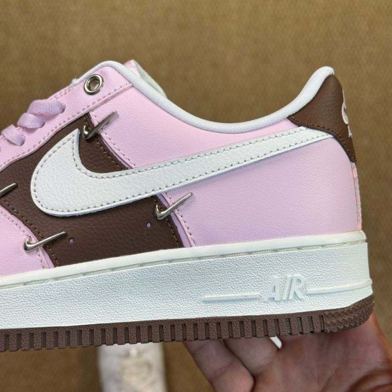 Nike Air Force 1 Low Pink Brown White Spike Studs