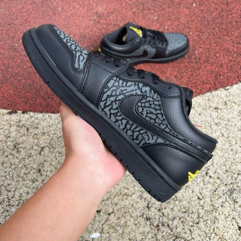 Air Jordan 1 Low SE "Elephant Print" Black Yellow Ochre DZ4130-007