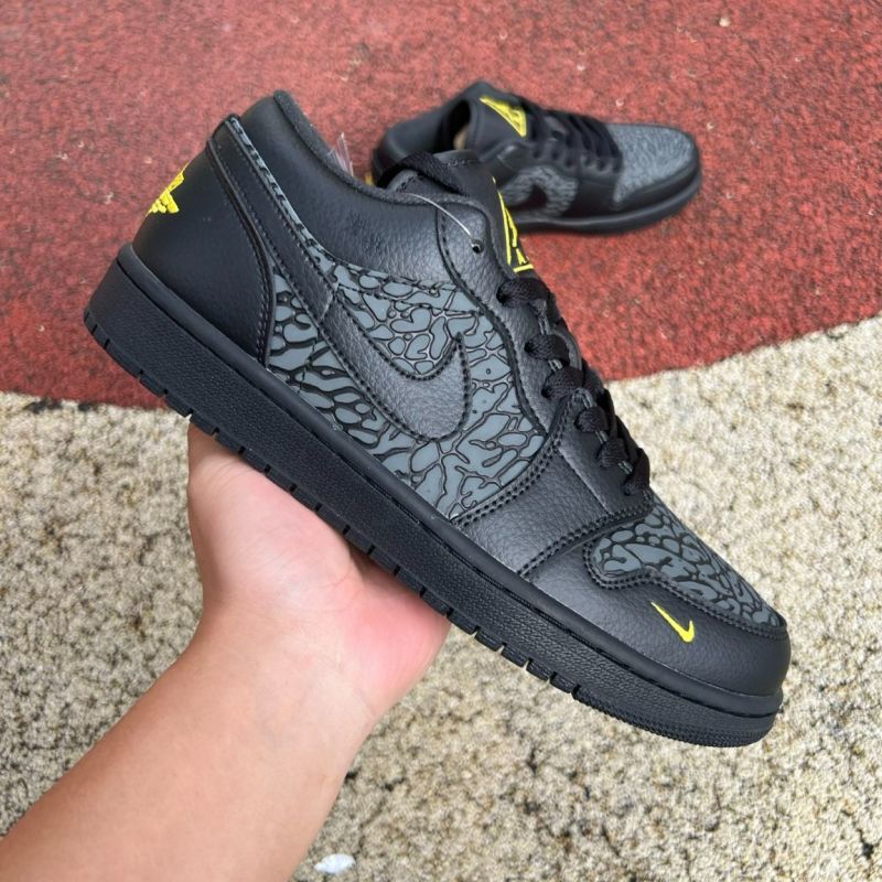 Air Jordan 1 Low SE "Elephant Print" Black Yellow Ochre DZ4130-007