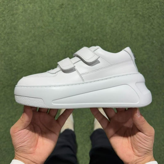 Alexander McQueen Women's White Leather Double Strap Oversized Sneakers