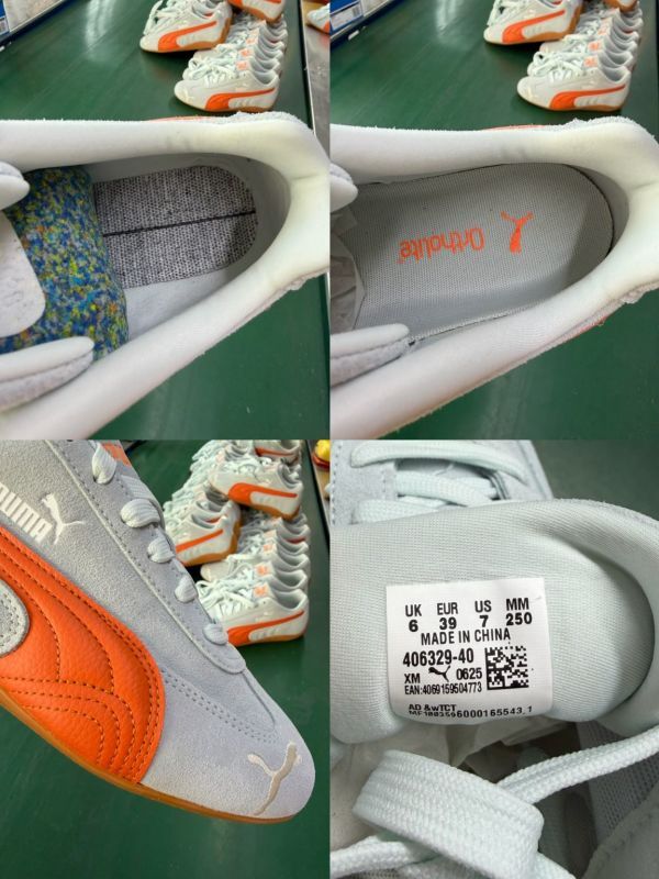 Puma Super Liga OG Suede Trainers Grey Fog Vibrant Orange Gum Sole
