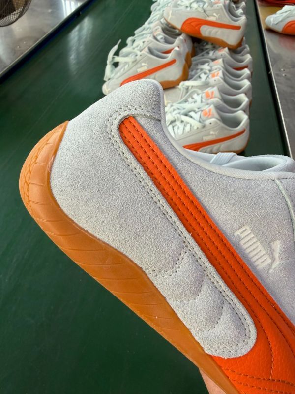 Puma Super Liga OG Suede Trainers Grey Fog Vibrant Orange Gum Sole