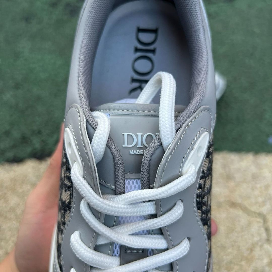 Dior Vibe Sneaker Grey and White Dior Oblique KCK386OBE_S33G