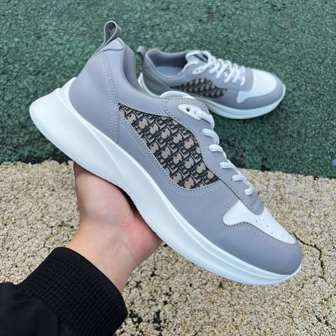 Dior Vibe Sneaker Grey and White Dior Oblique KCK386OBE_S33G
