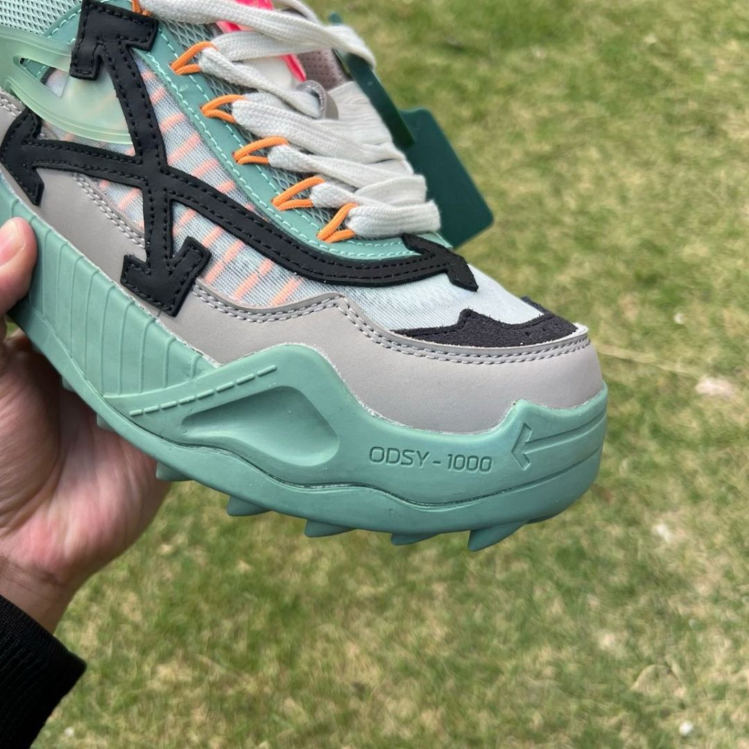 Off-White ODSY-1000 Mint Green Grey Black Chunky Trail Running Sneakers