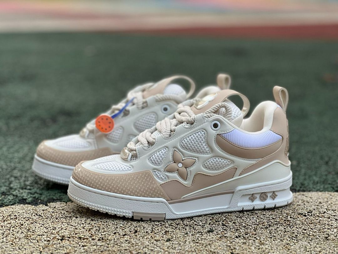 Louis Vuitton LV Trainer Sneaker Beige Cream White Monogram Mesh